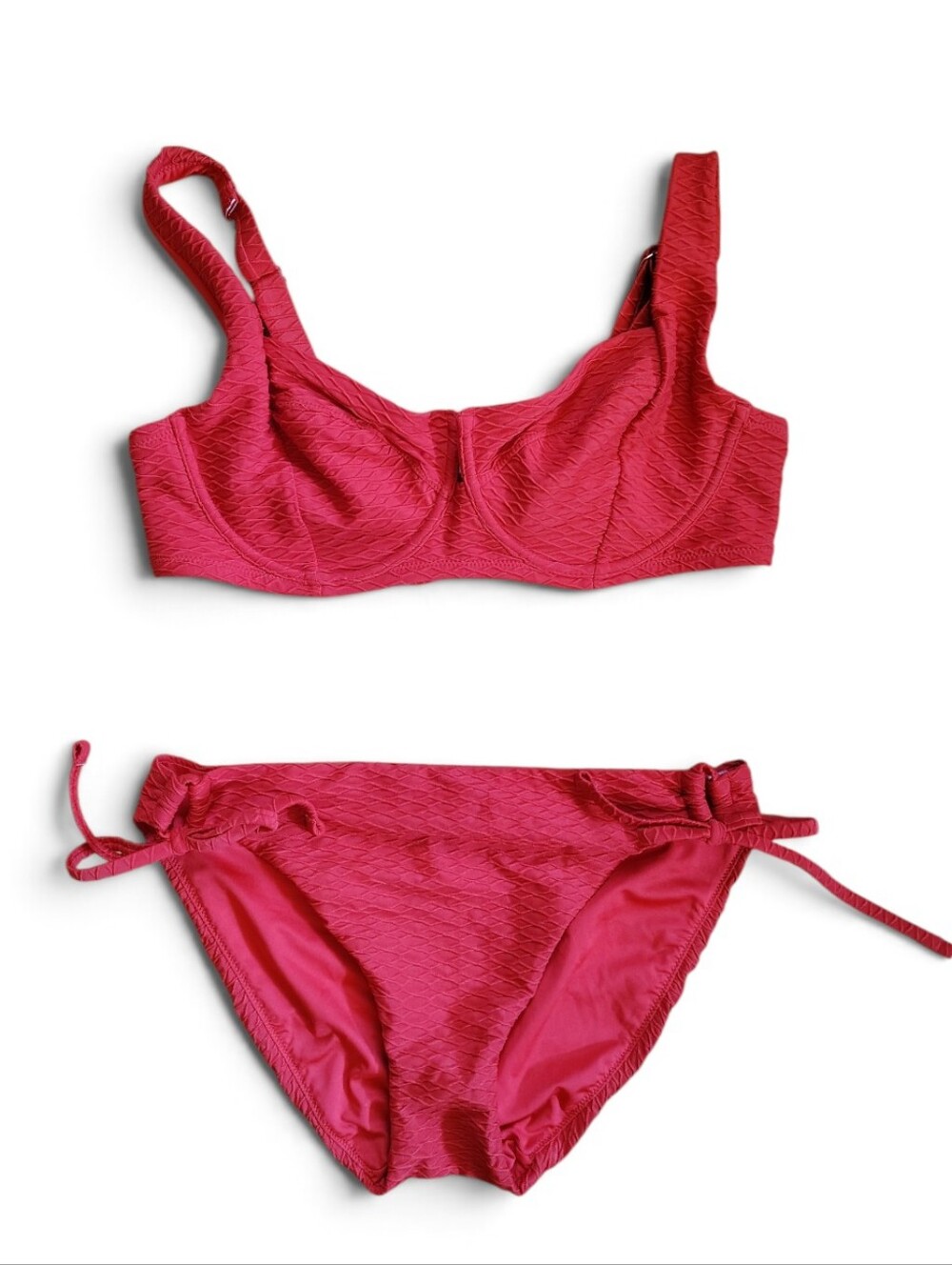 Victoria's Secret Red Textured Tie-Side Bikini 2pc